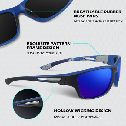 Polarisierte Sport Sonnenbrille UV400 Schutz Unzerbrechlich 9-lagige Gläser