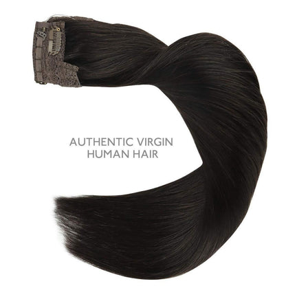 Echthaar Flip-in Extension – 30cm, 100g, Natürliches Schwarz