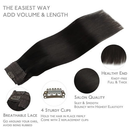 Echthaar Flip-in Extension 50cm – Natürliches Schwarz