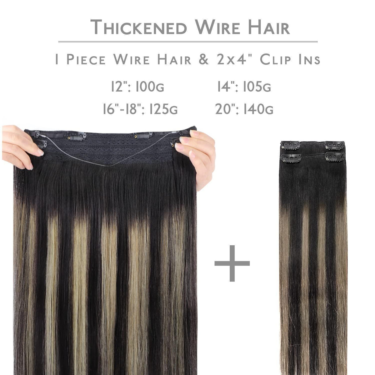 Echthaar Flip-in Extension 35cm Balayage Schwarz-Blond