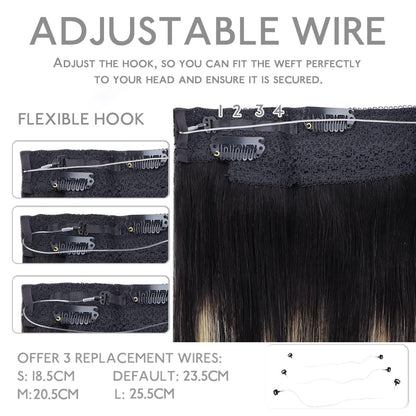 Echthaar Flip-in Extension 35cm Balayage Schwarz-Blond