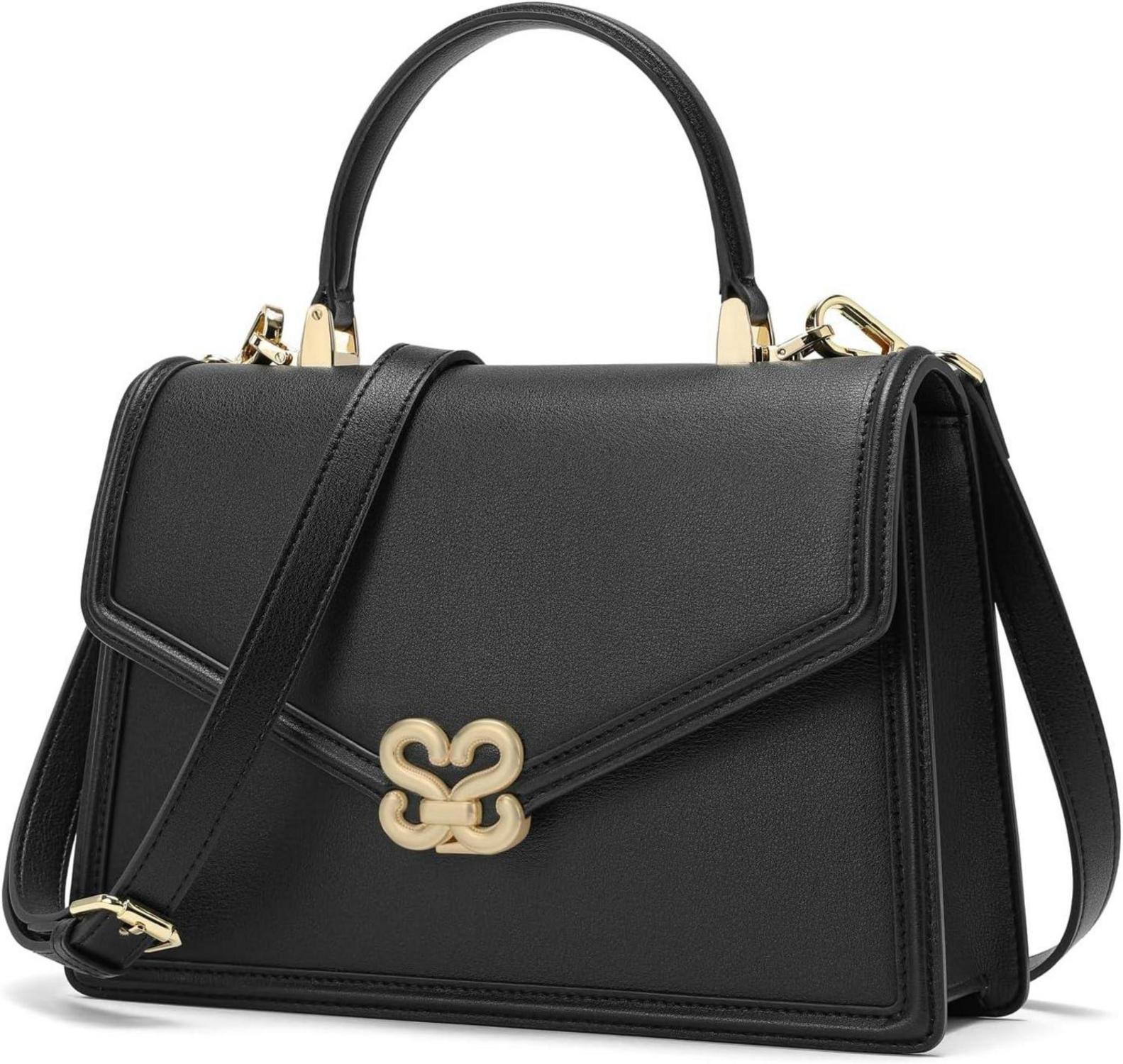 Leichte Damen Leder Umhängetasche Crossbody Schwarz
