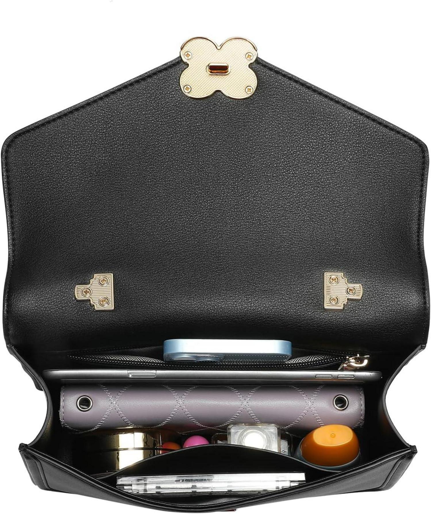 Damen Handtasche Leder Umhängetasche Crossbody Schultergurt Schwarz