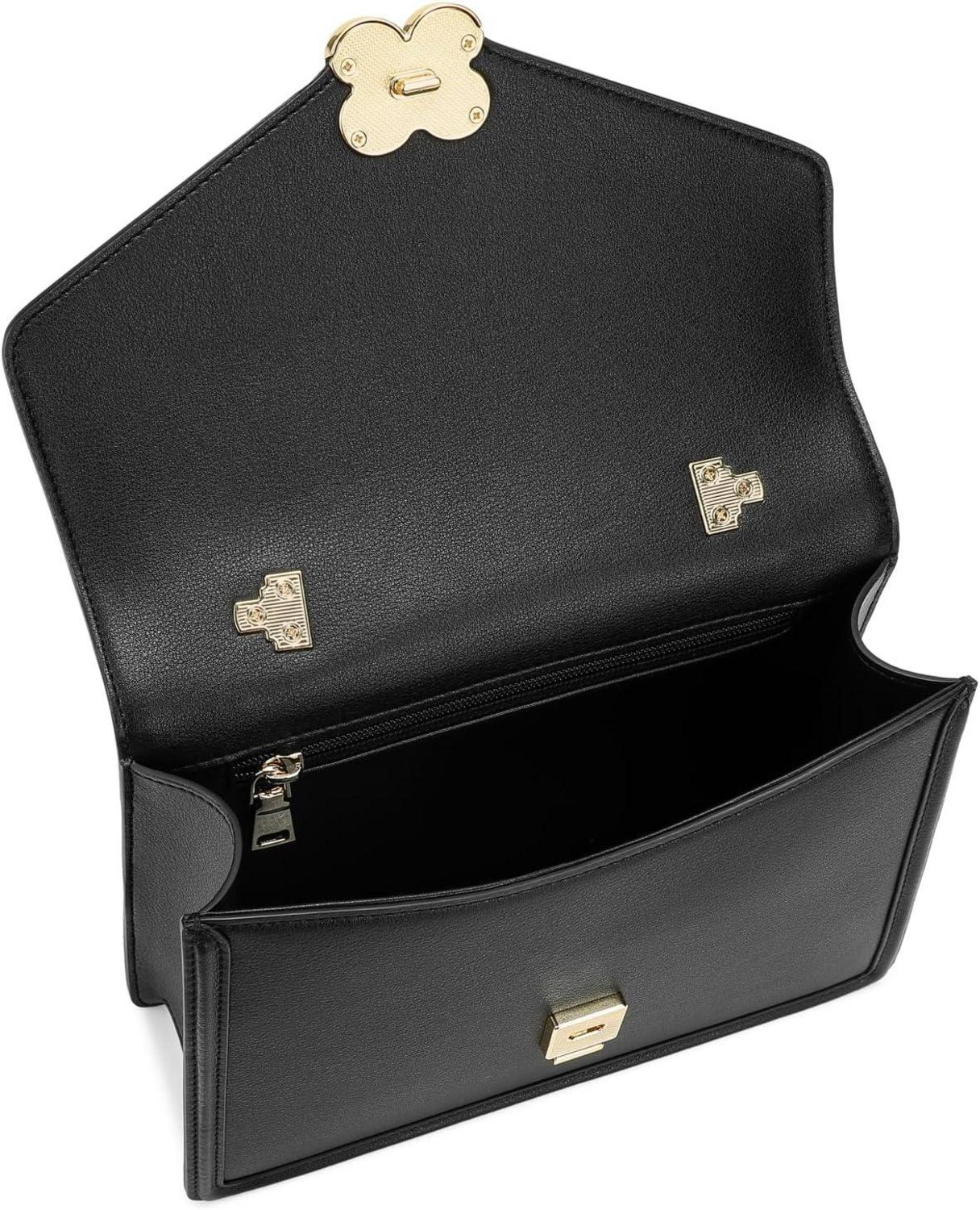 Damen Handtasche Leder Umhängetasche Crossbody Bag Schwarz