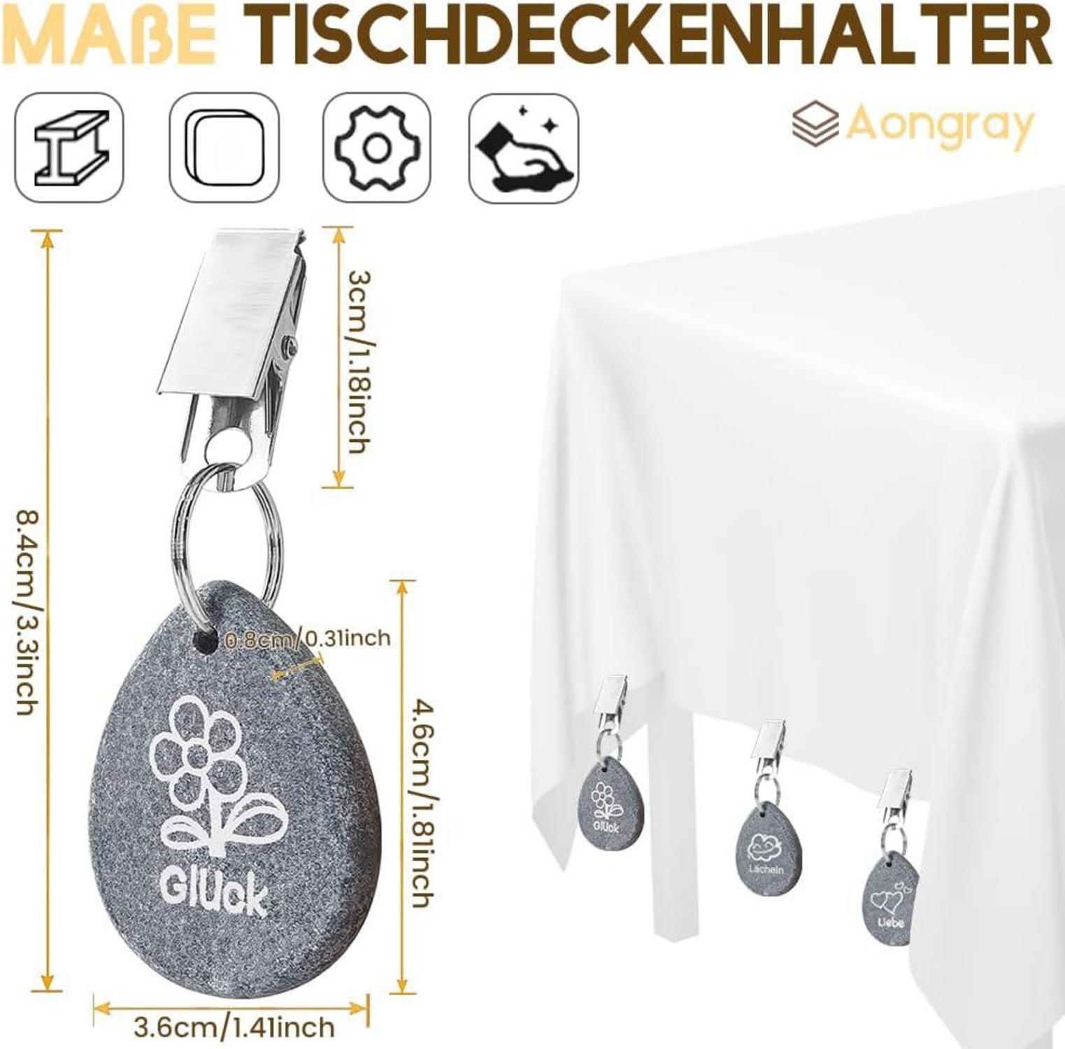 Tischdeckenbeschwerer 8 Stück Marmor Schwarz mit Stahl Klammer