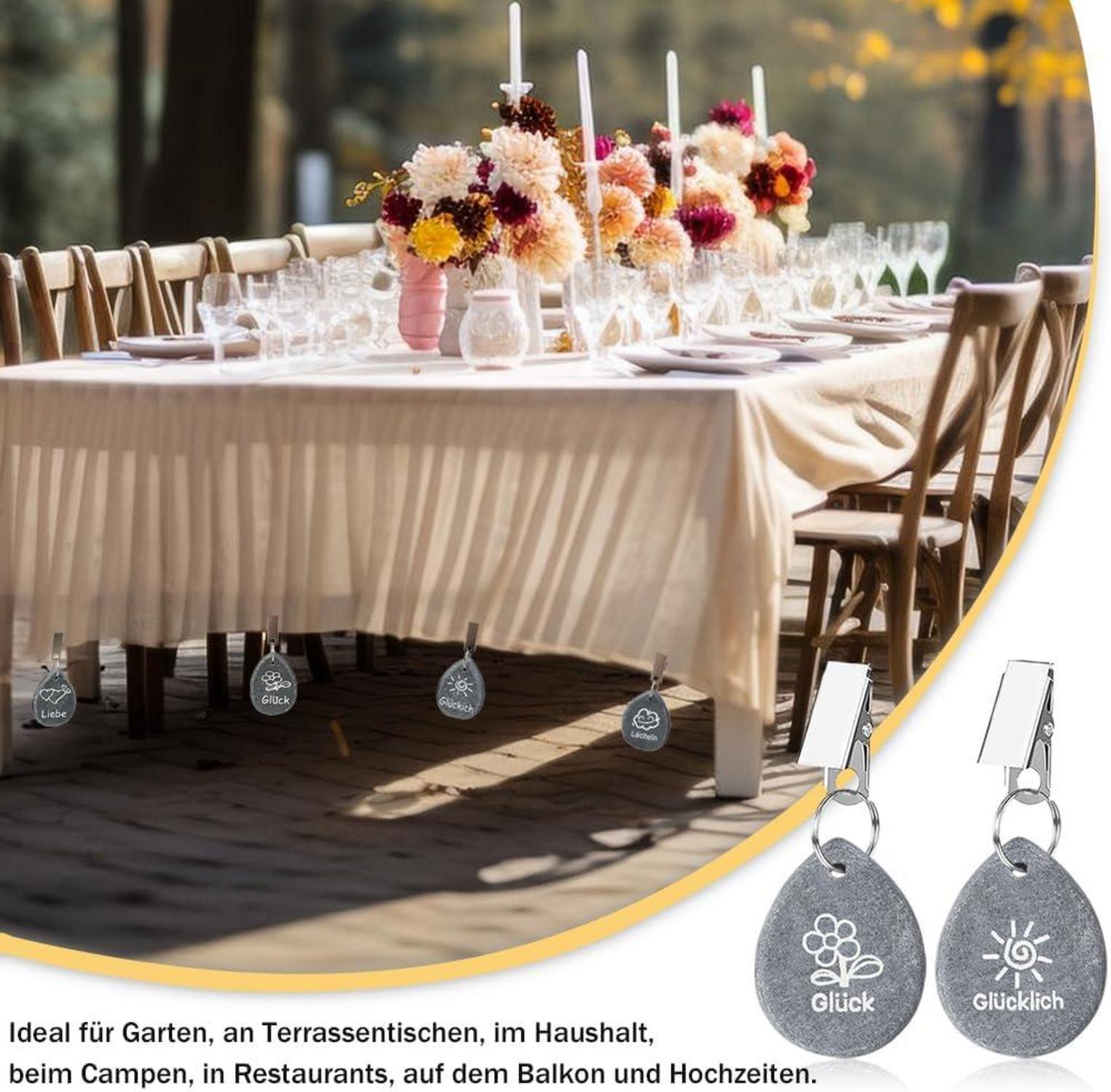 8er Set Tischdeckenbeschwerer Muster Stahl Klammer Draußen Schwarz