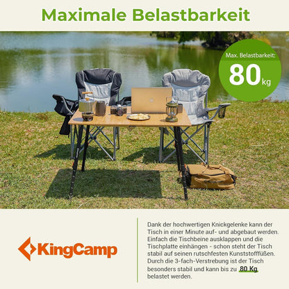 Höhenverstellbarer Bambus Campingtisch klappbar 80x60cm
