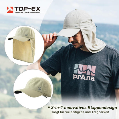 Wasserdichte Baseball Cap mit Nackenklappe UV-Schutz L-XL