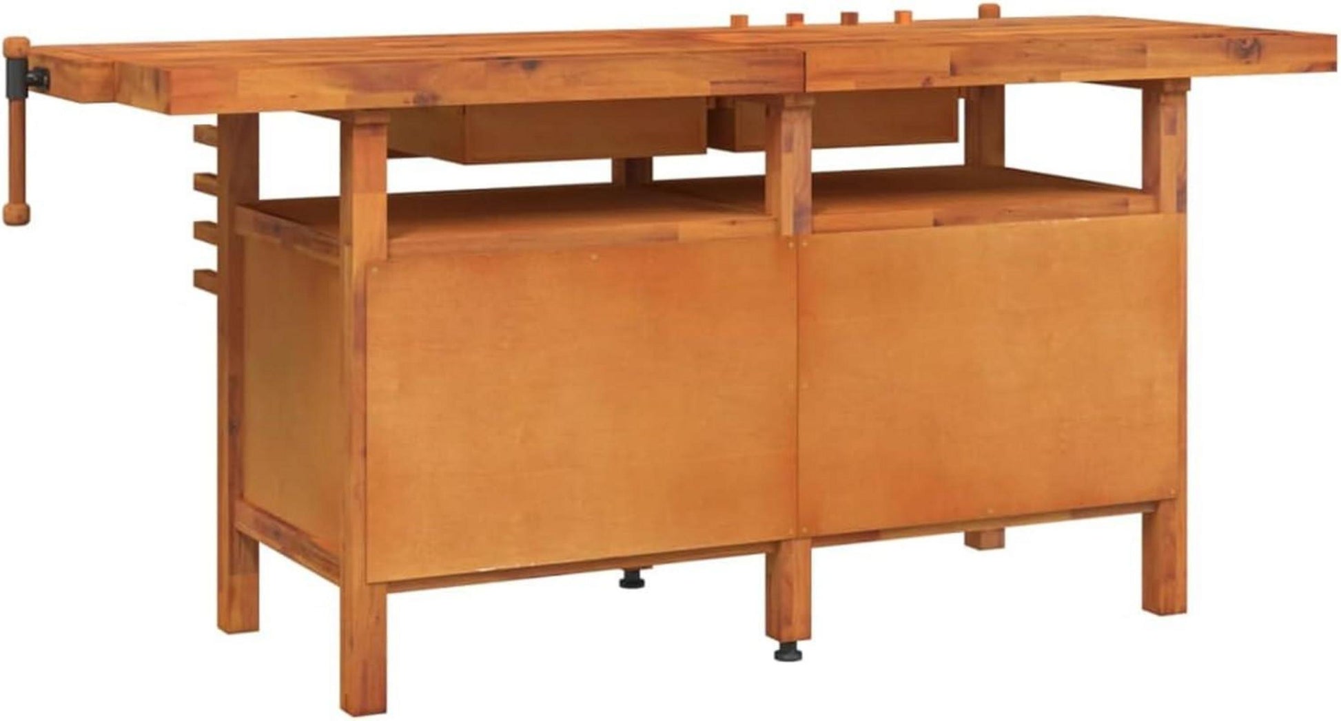 Werkbank mit Schraubstock Hobelbank Akazienholz 192x62x83 cm