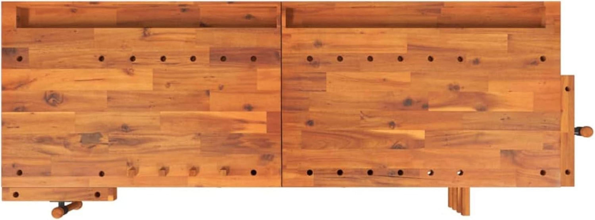 Werkbank Akazienholz Schraubstock 192x62x83cm Holzwerkbank