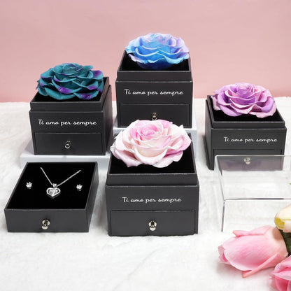 Ewige Rote Konservierte Rose Herz Halskette Geschenk Frau Mama Oma