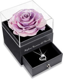 Ewige Rose Geschenkset Mama Halskette 925 Silber Rose Infinity Rose