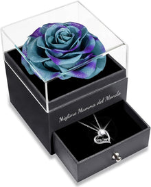 Ewige Rose Geschenkset für Mama mit 925 Silber Mom Halskette