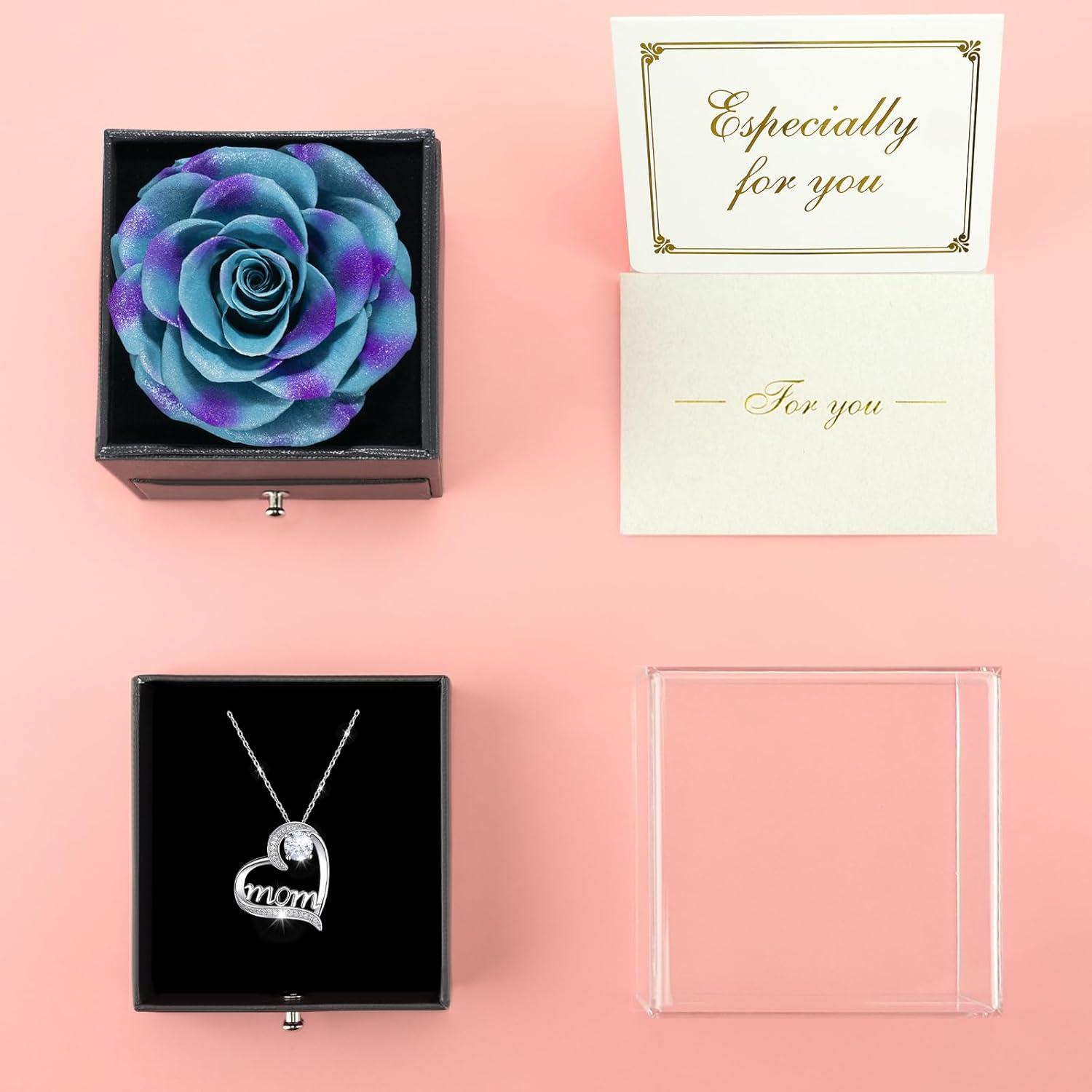Ewige Rose Mama Halskette 925 Silber Geschenk Mutter Valentinstag