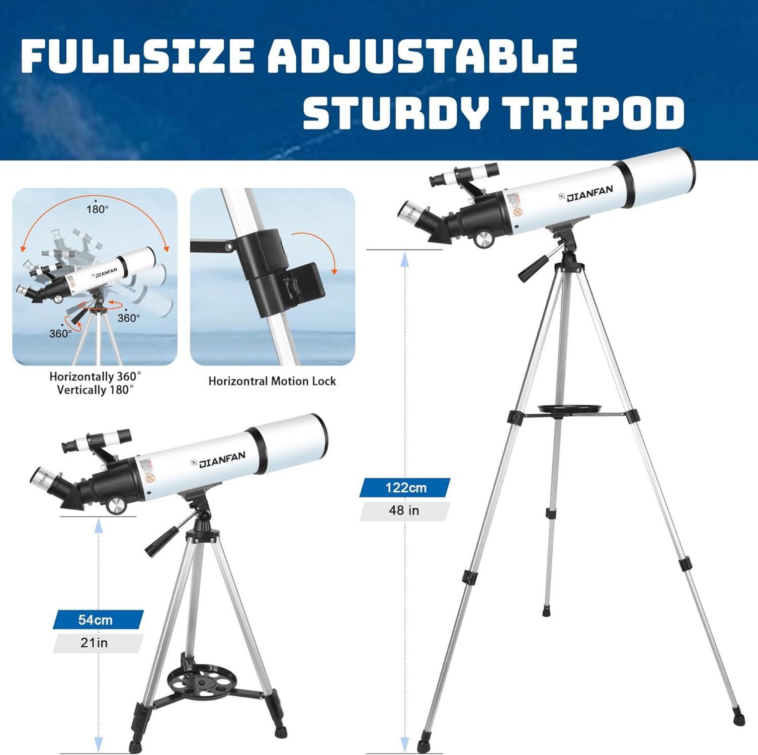 Teleskop Astronomie 80mm Öffnung 600mm Profi für Erwachsene & Kinder