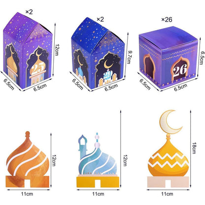 Ramadan Kalender Kinder 30 Häuser DIY Bastelset Eid Mubarak