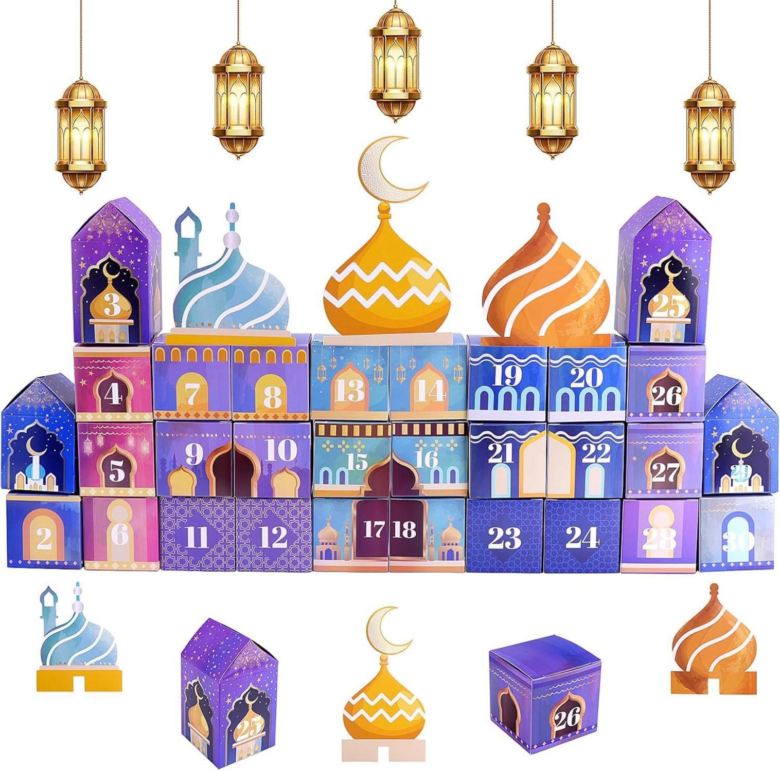 Ramadan Kalender zum Befüllen Kinder DIY Bastelset 30 Häuser