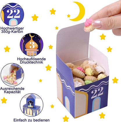 Ramadan Kalender zum Befüllen 30 Häuser Basteln Dekoration