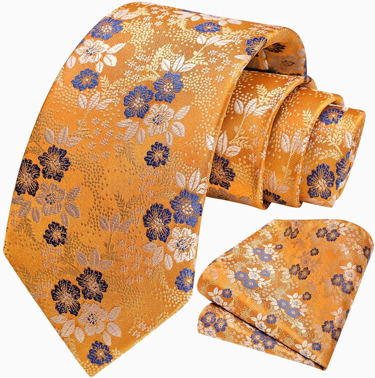 Herren Hochzeit Krawatte Einstecktuch Set Business Orange