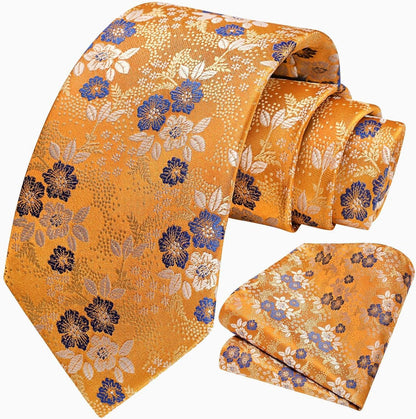 Herren Hochzeit Krawatte Einstecktuch Set Business Orange