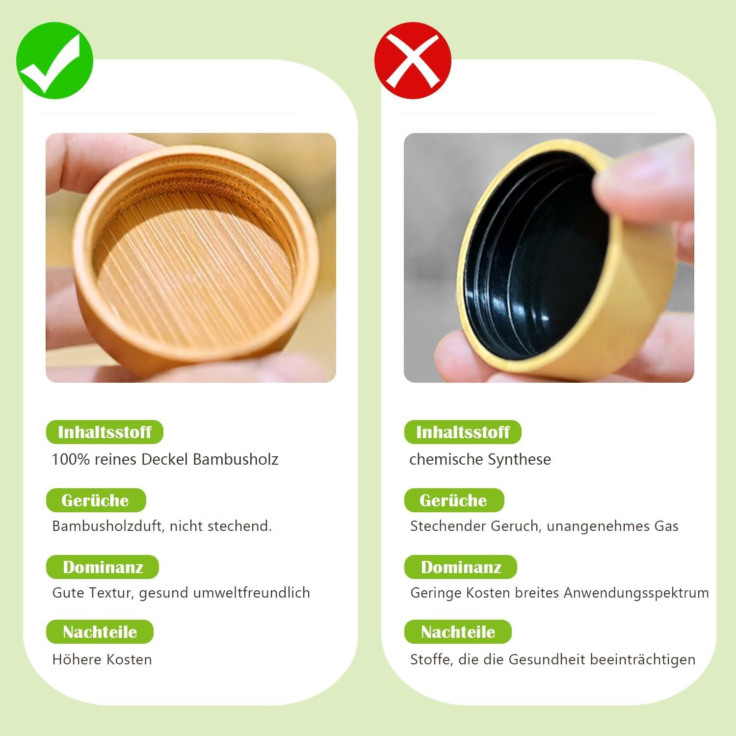 Gewürzgläser Set mit Bamboo-Deckel | 12 Gewürzdosen 80 Etiketten | Küchen