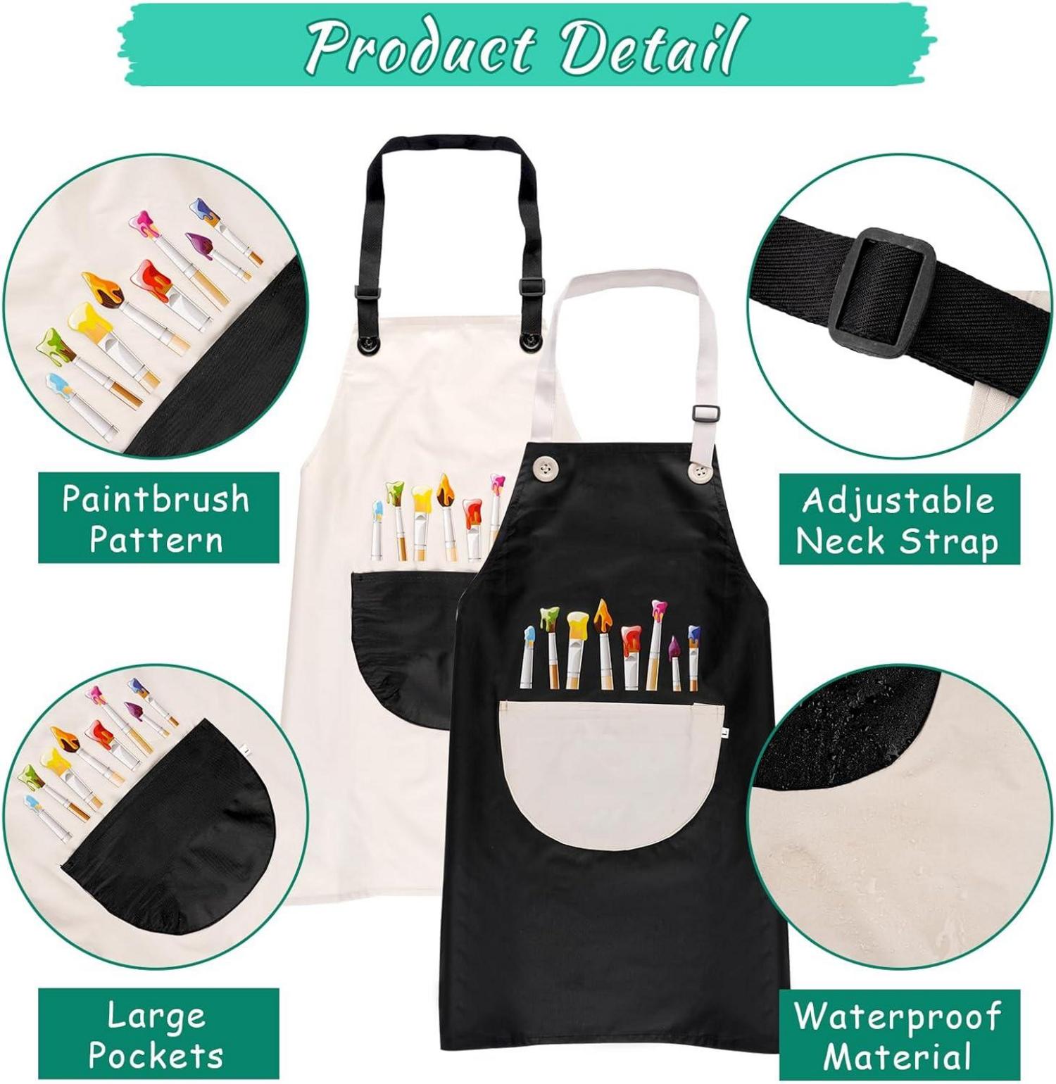 Kinder Malschürze Set, 2 Stück 60*45cm wasserdicht, verstellbar, mit