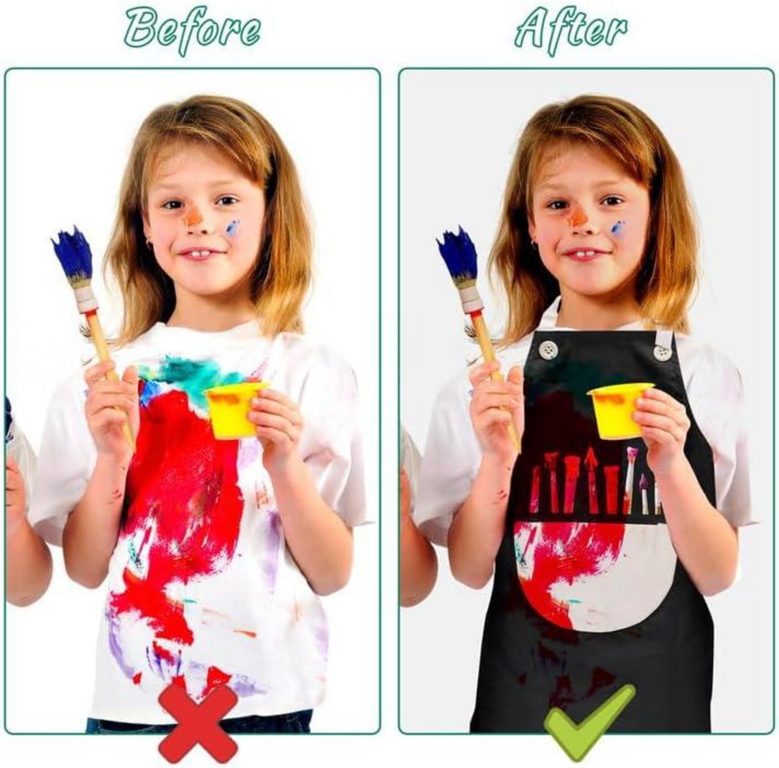 Deepton 2pcs Malschürze Kinder Mädchen Jungen 60x45cm Wasserdicht Verstellbar mit Taschen