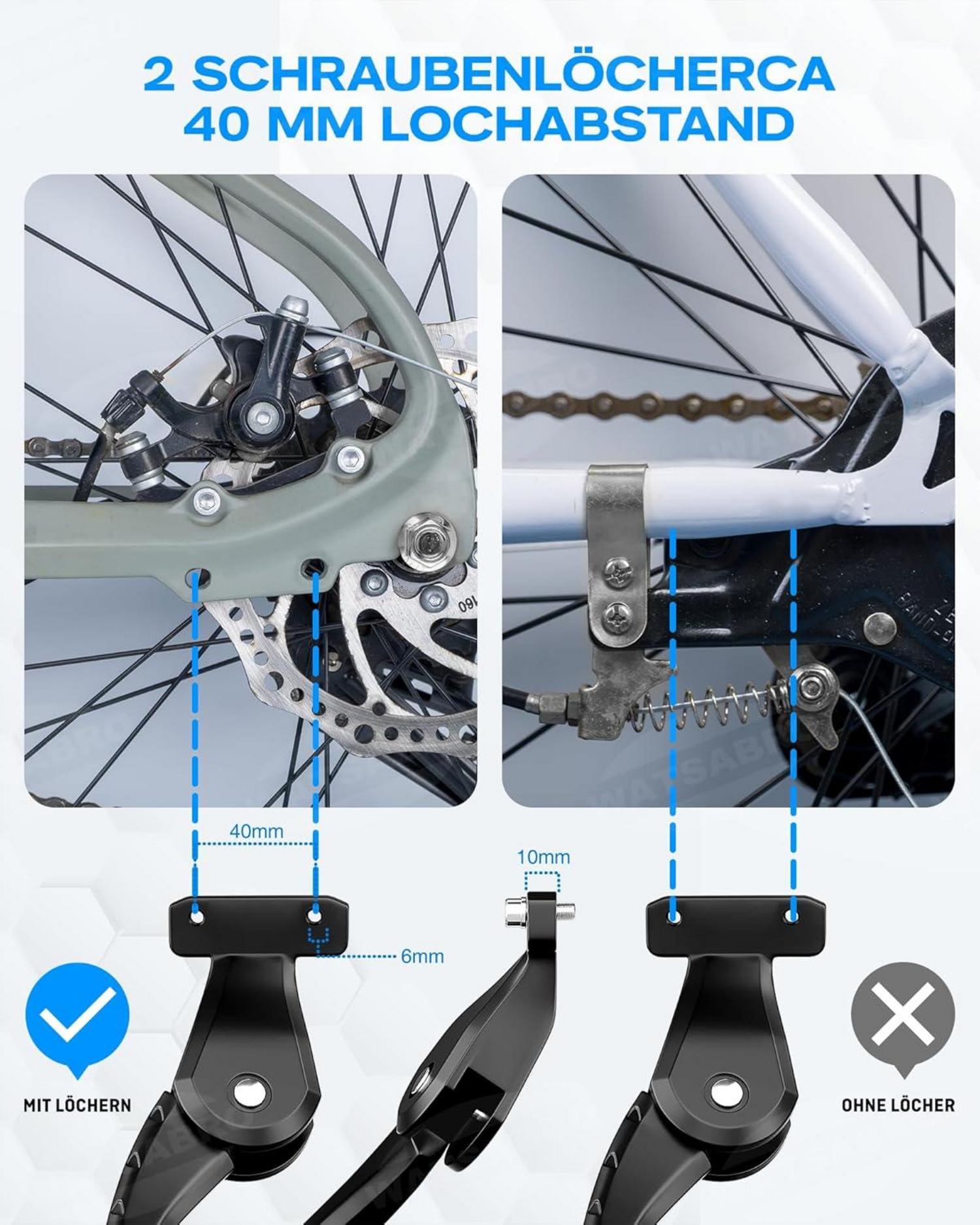 Fahrradständer 24-29 Zoll, Höhenverstellbarer Seitenständer mit 4 Löchern, M5 Schraube, Stabil E-Bike/Mountainbike