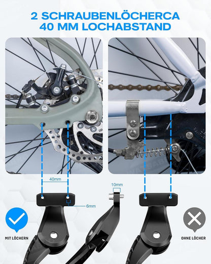 Fahrradständer 24-29 Zoll, Höhenverstellbarer Seitenständer mit 4 Löchern, M5 Schraube, Stabil E-Bike/Mountainbike