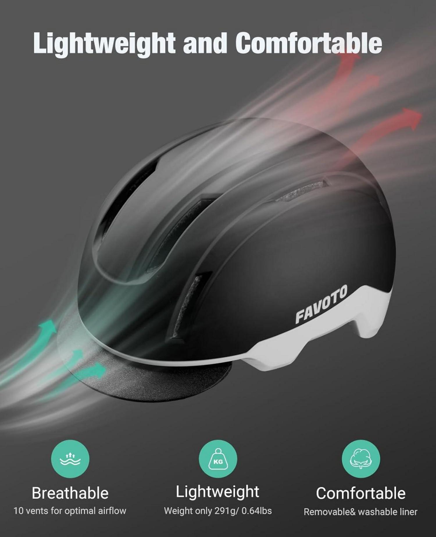 Favoto Fahrradhelm Urban mit Schirm Leicht Double Inmould