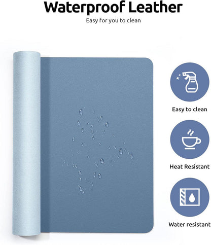 YSAGi Schreibtischunterlage Premium Leder Mauspad XXL 90x43cm Blau