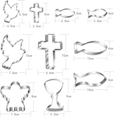 Kommunion Ausstecher Set 10-teilig Taube Fisch Engel Kreuz Kelch