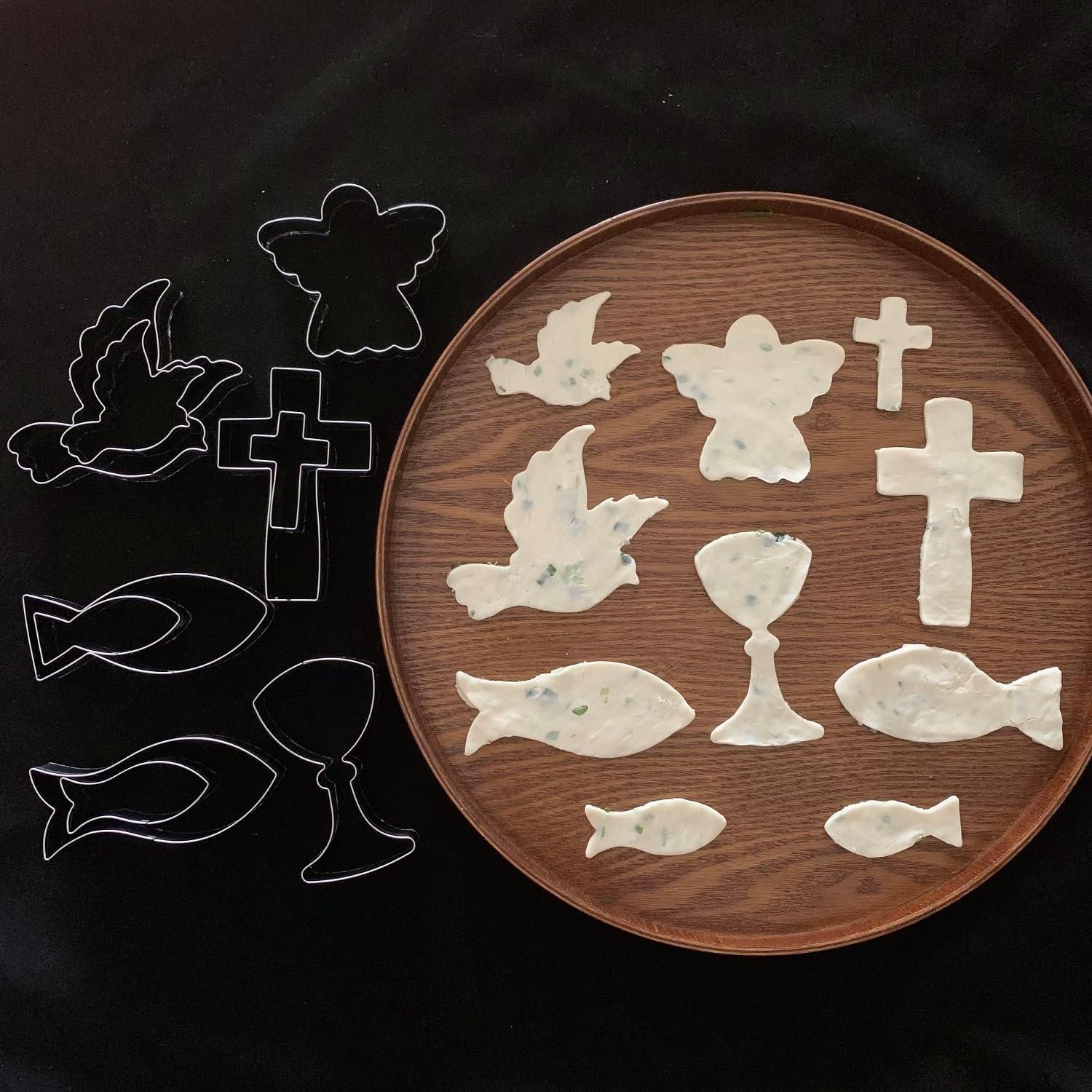 Kommunion Ausstecher Set 10-teilig Taube Fisch Engel Kreuz Kelch Christen