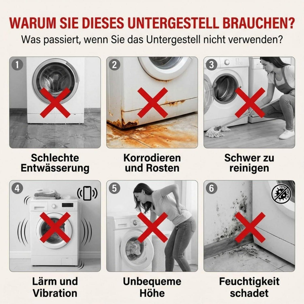Waschmaschinen Podest mit Rädern – Stabil & Verstellbar
