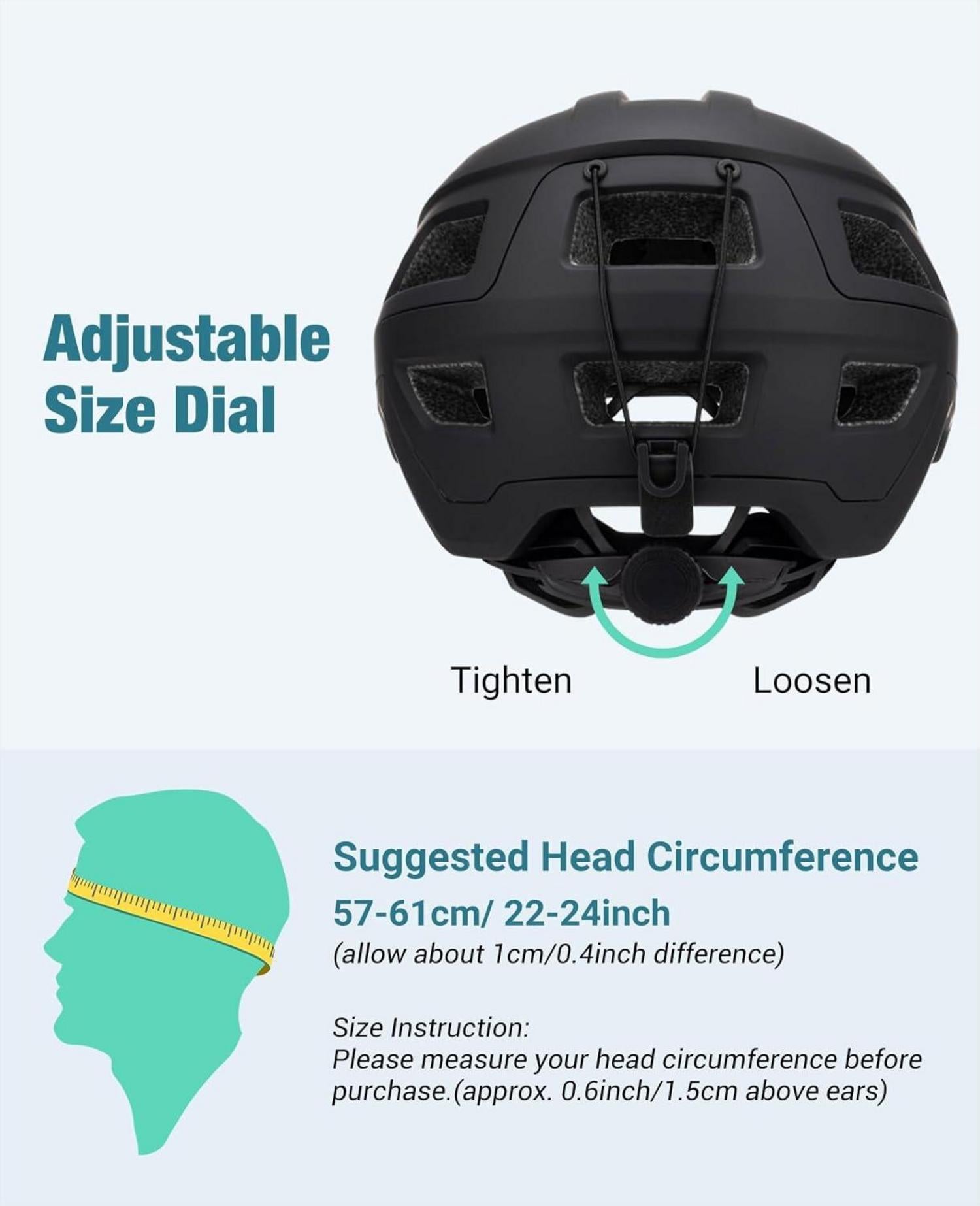Favoto Mountainbike Fahrradhelm mit Schirm Leicht Inmould-Technologie Helmet Helmet L(57-61cm) Schwarz Matt