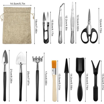 Bonsai Werkzeug Garten Set 13 Teile mit Aufbewahrungsbeutel