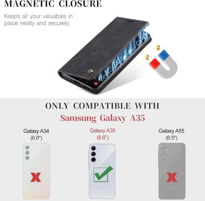 KZB Samsung Galaxy A35 5G Handyhülle Schwarz Flip Case mit
