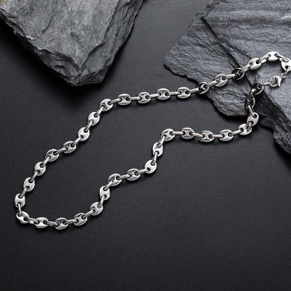 Herren Kaffeebohne Edelstahl Kette 6/7/9/11mm Silber Hip Hop Halskette