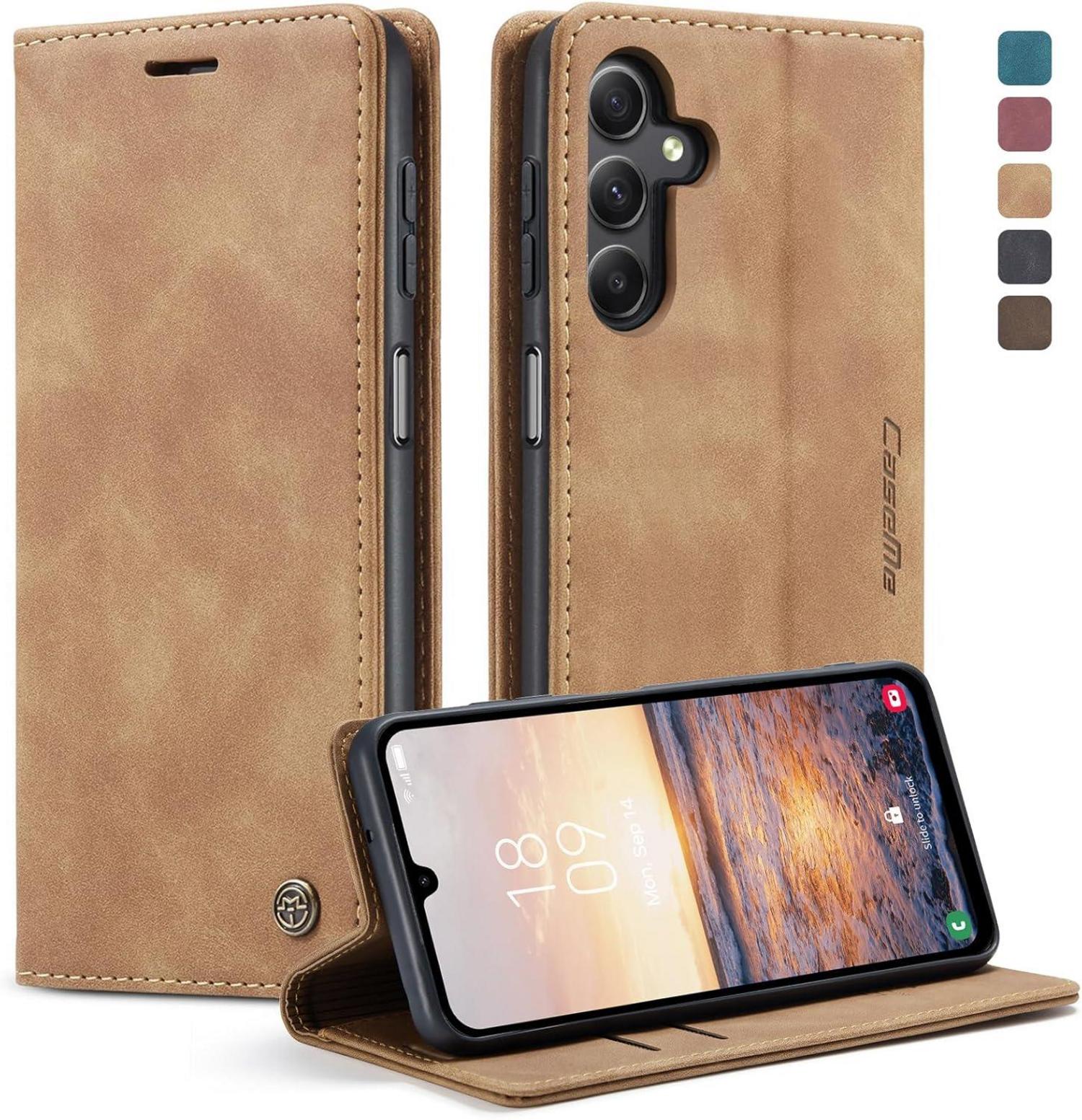 Handyhülle Samsung Galaxy A25 5G Leder Flip Case Braun