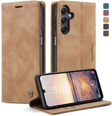 Handyhülle Samsung Galaxy A25 5G Leder Flip Case Braun