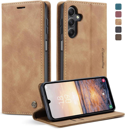 Handyhülle Samsung Galaxy A25 5G Leder Flip Case Braun