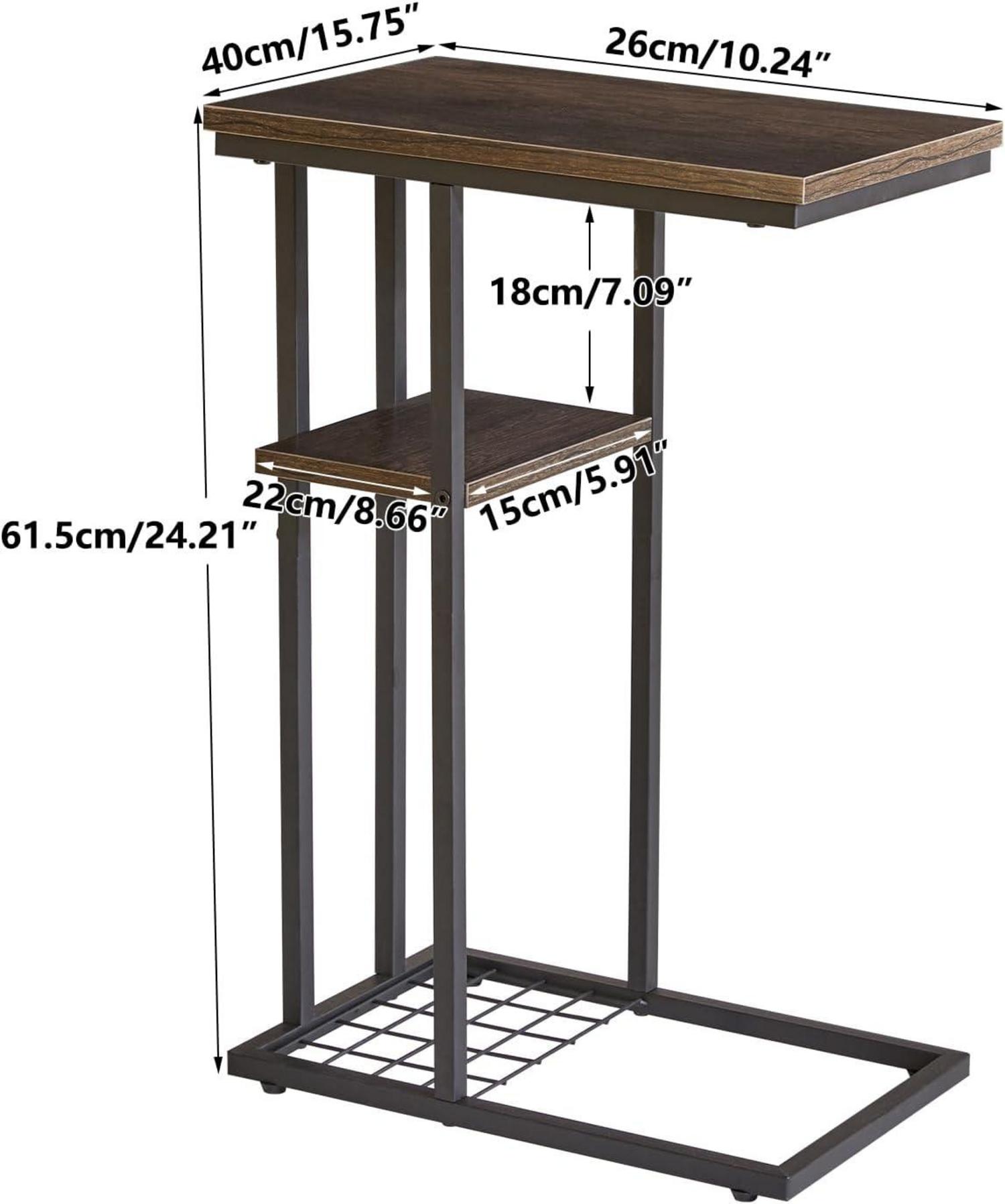 Beistelltisch Industrie-Design C-Form Graubraun 40x26x61.5 cm
