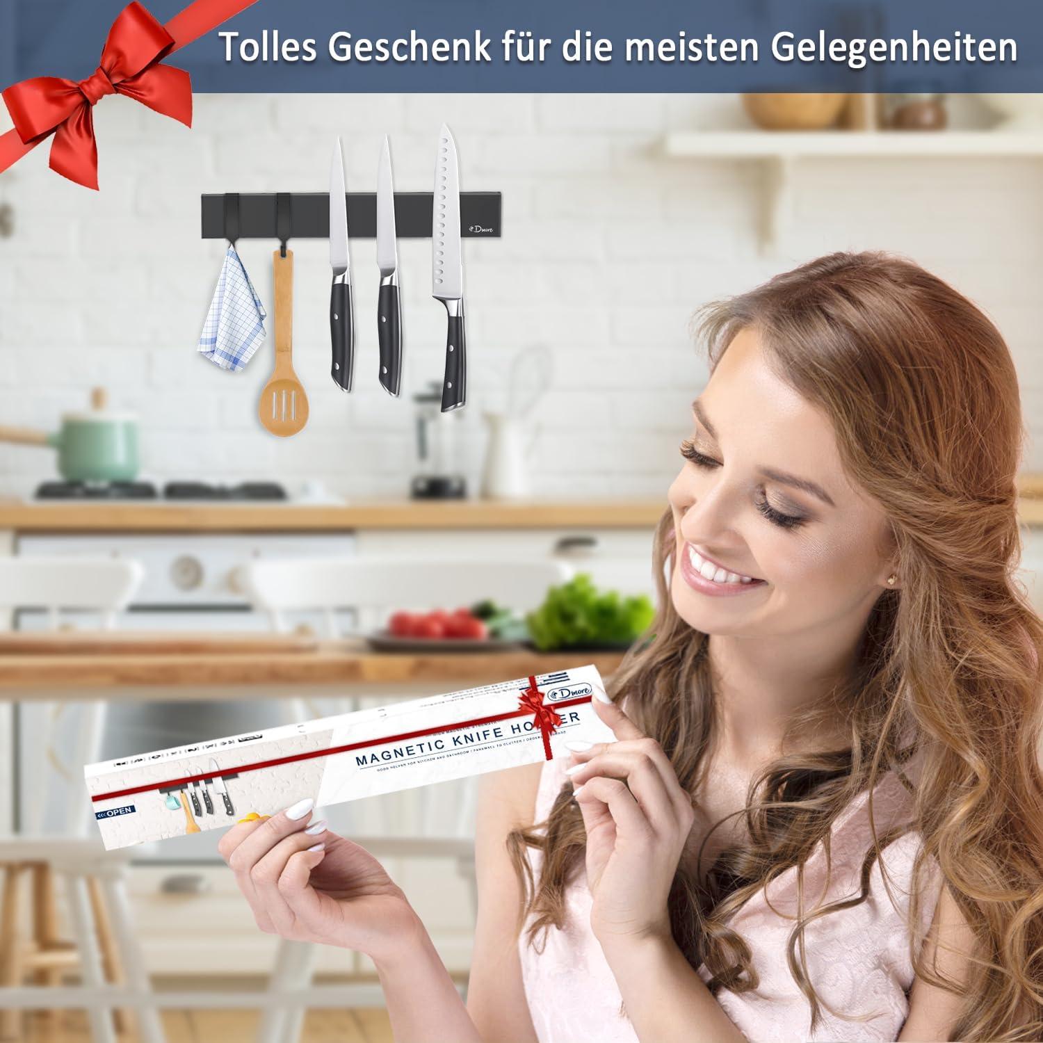 Magnetleiste Messer 25 cm mit 2 Haken inkl. Montage für Küche