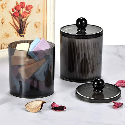 Kosmetik Organizer mit schwarzen Apothekergläsern, Badezimmer