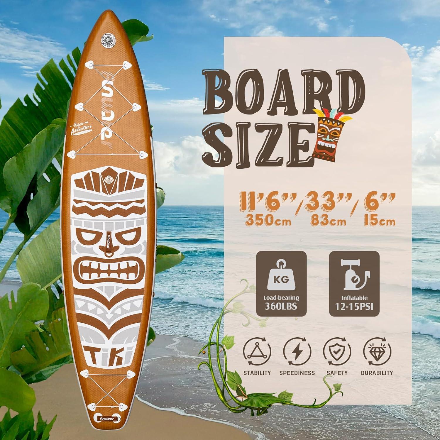 FunWater Retro Tiki aufblasbares Paddle Board 11'6''x