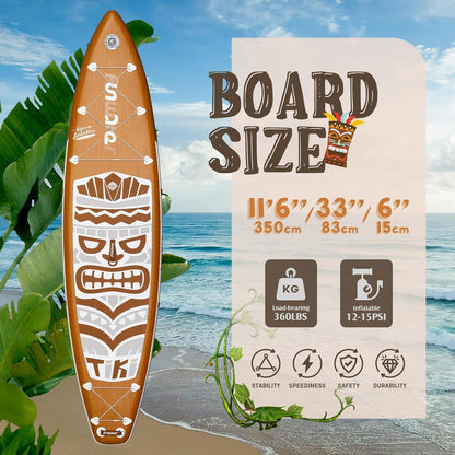FunWater Retro Tiki aufblasbares Paddle Board 11'6''x