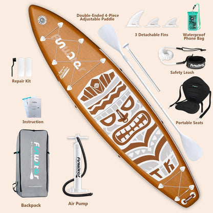 FunWater Retro Tiki SUP Board 11'6''x33'' mit Zubehör
