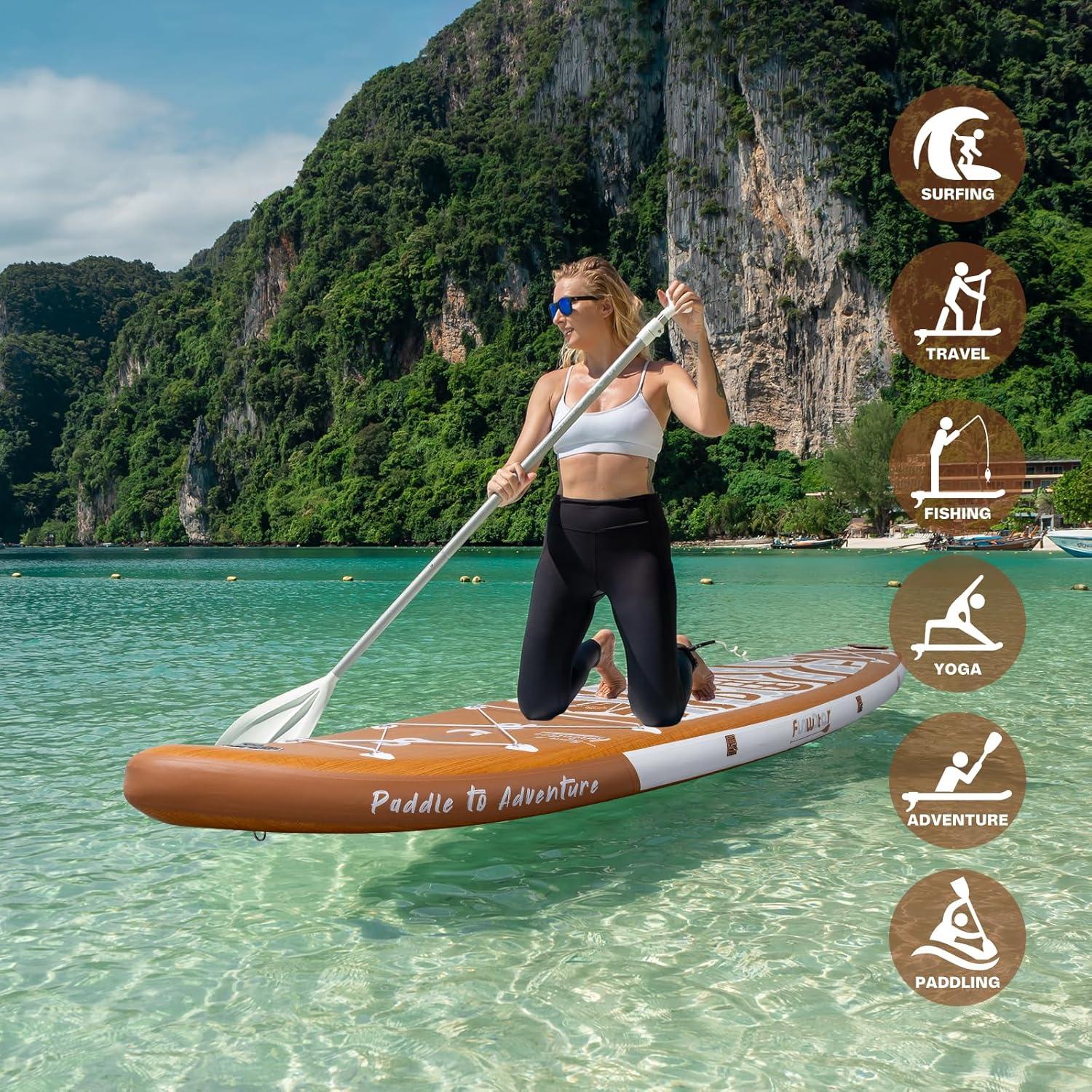 Retro Tiki aufblasbares Stand up Paddle Board 11'6''x33'' mit Zubehör