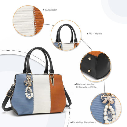 Damen Handtasche Multicolor Mittelgroß Elegant Henkeltasche 21cm