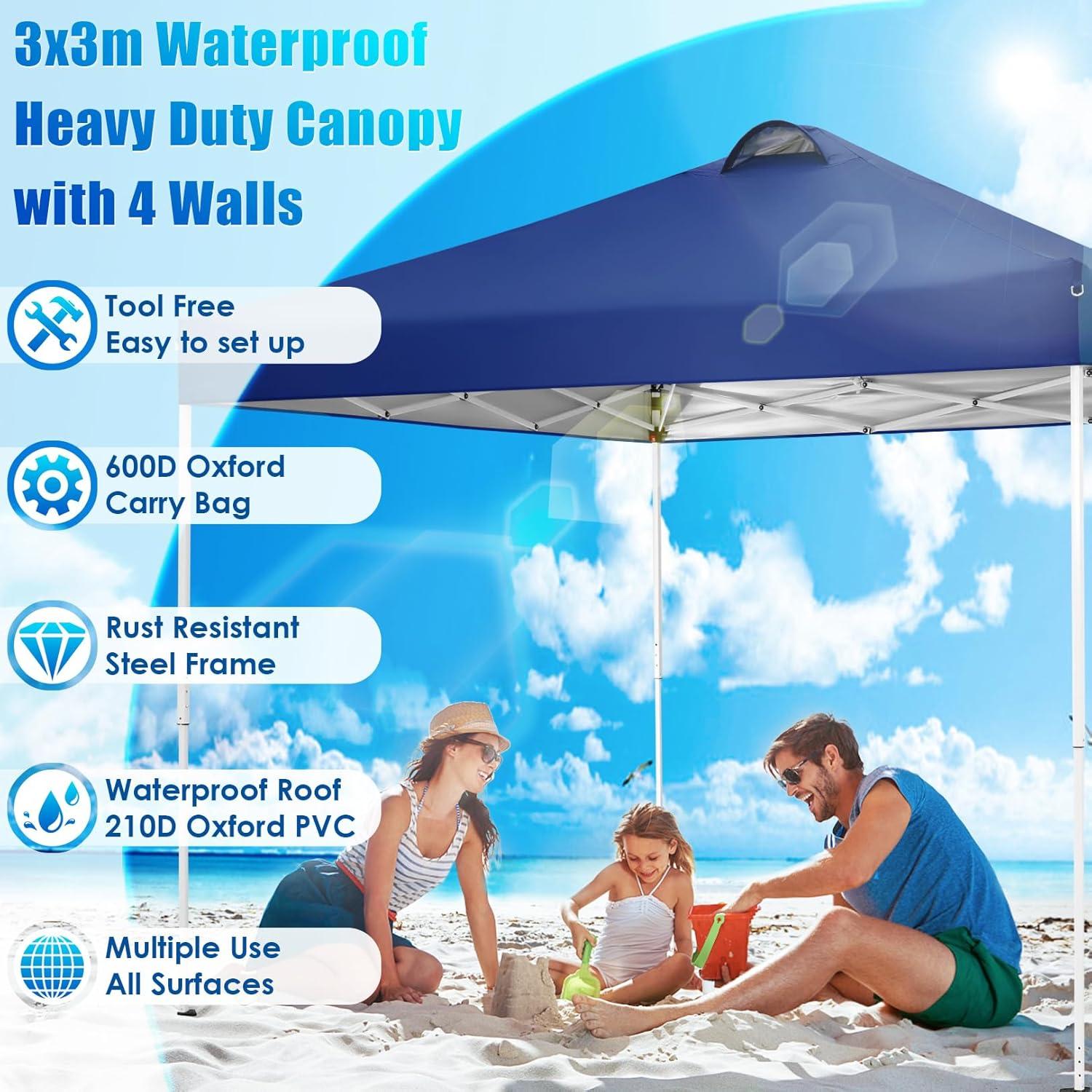 COBIZI Faltpavillon 3x3m Wasserdicht Stabil Winterfest